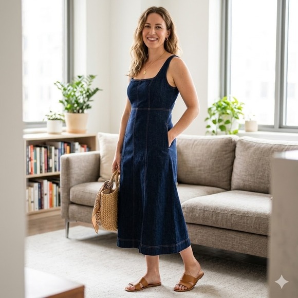Old Navy Dresses & Skirts - Old Navy Dark Blue Denim Midi Dress